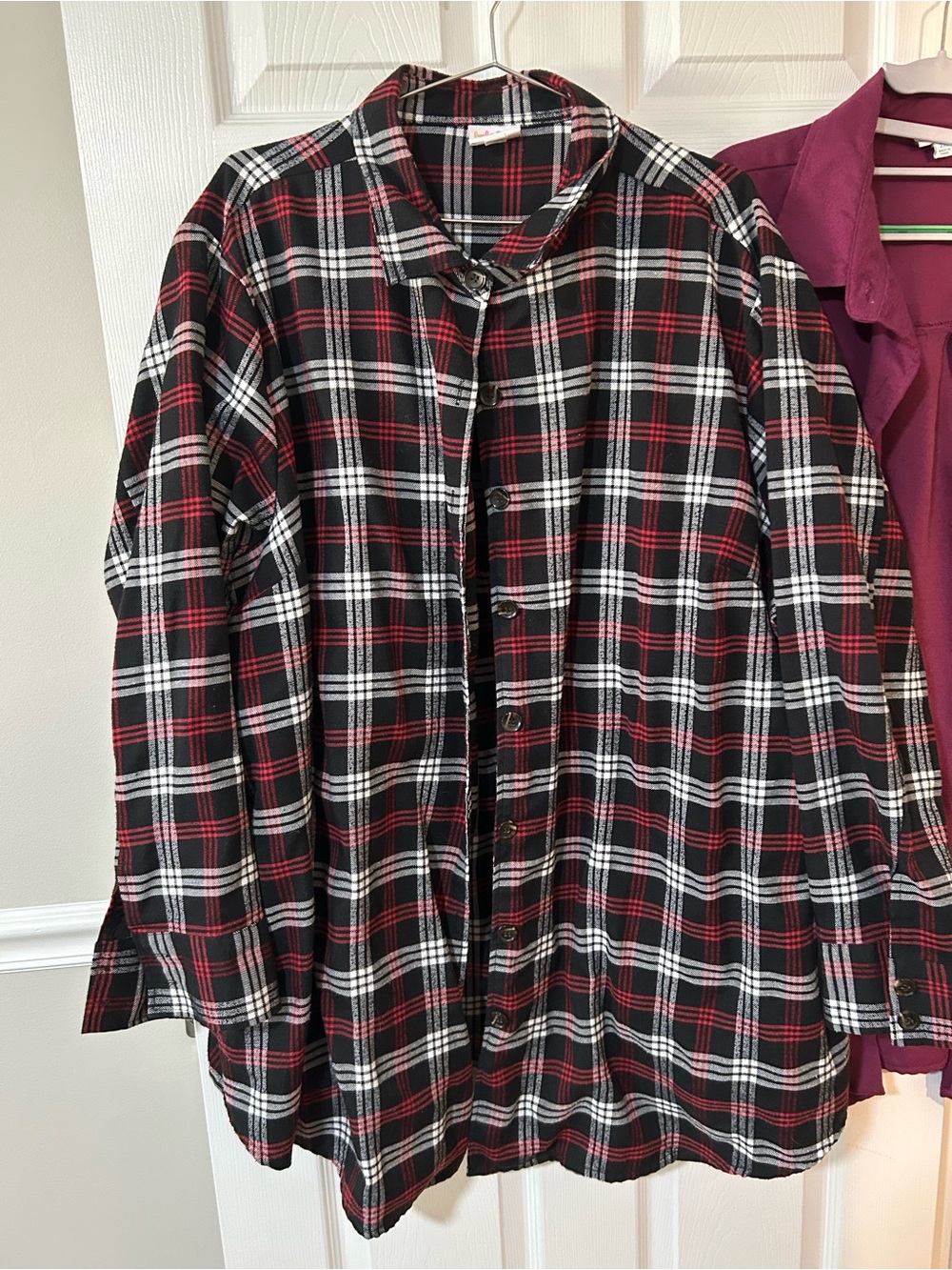 LuLaRoe 3X Abigail Shacket in Black, Red & White Plaid with pockets